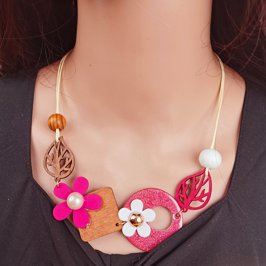 Collar con pechera llamativa para mujer, collares de madera geométricos Vintage, colgantes, decoración para el cuello, nuevos de joyería de: Cobalto violeta