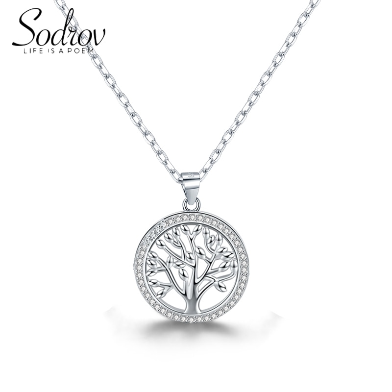 Sodrov 925 Sterling Zilver 20Mm Boom Van Leven Zilveren Ketting Voor Vrouwen Natuur Lucky Zilver 925 Sieraden Ketting