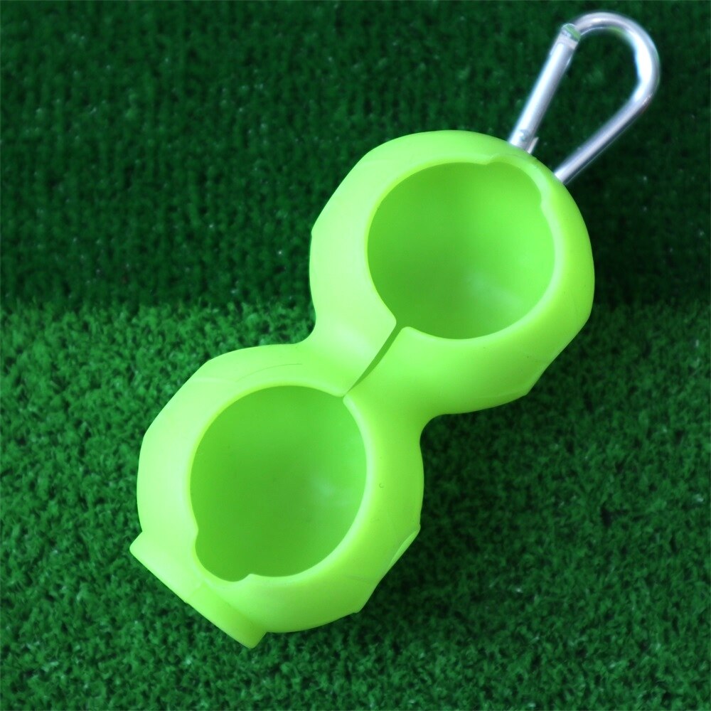 Golfbold beskyttelsesovertræk blød silikone taljeholder ærme opbevaringspose nøglering golf tilbehør til 2 bolde: Grøn
