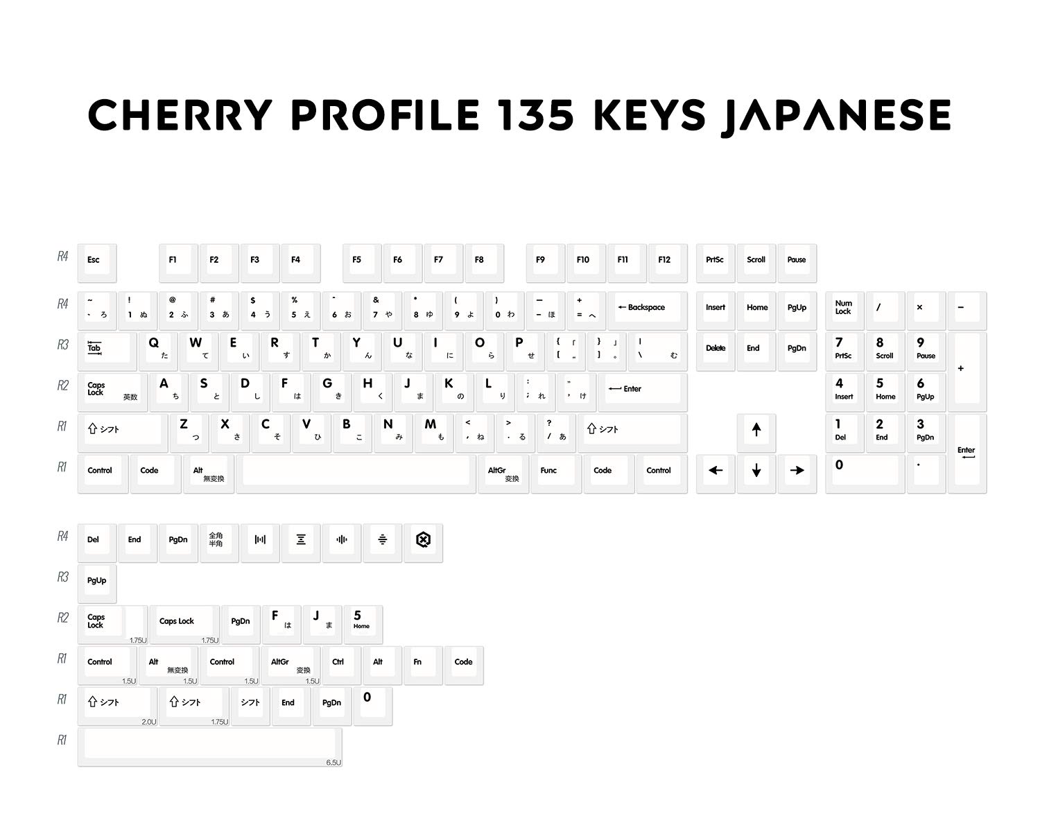 Teclas PBT Minimalistas Brancas de 135 Teclas, Perfil Cherry, DYE-Sub, Personalizadas em Inglês para Teclados Mecânicos 61/64/87