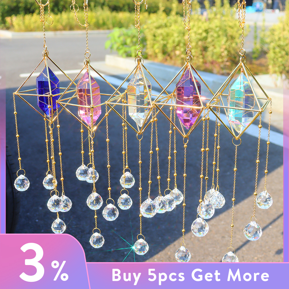 Kryształowy dzwonek wietrzny ornament ogrodowa okno Windchime wiszące łapacze słońca wisiorek wystrój pokoju okno kryształbyć winnym