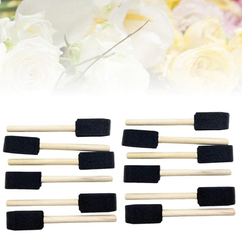 50Pcs Sponge Painting Brushes Foam Sponge Wood Handle Paint Brush Set for Childrens Drawing Graffiti Tools