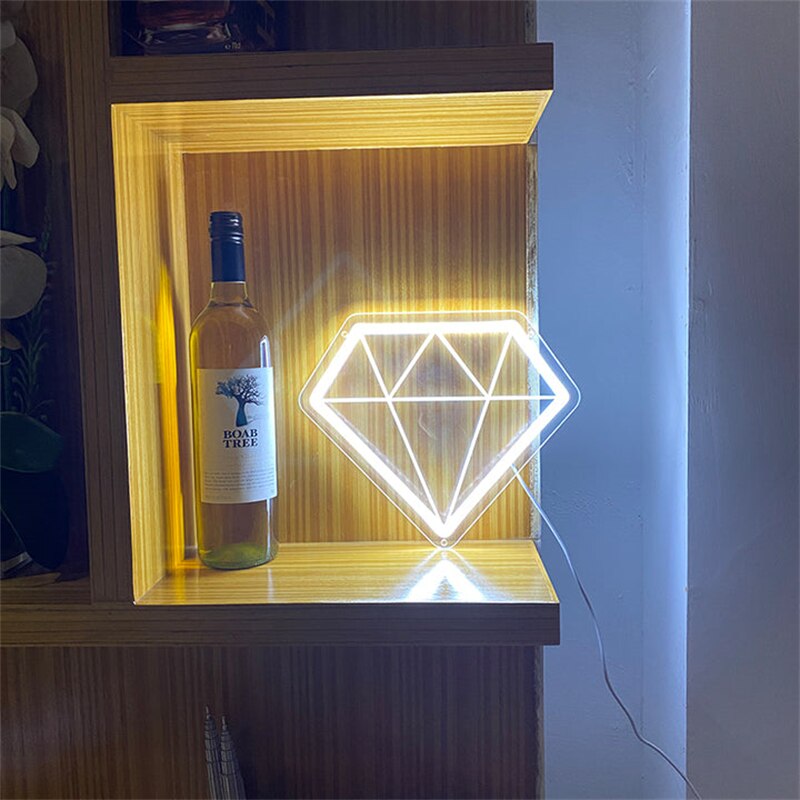 Ineonlife – lumière néon LED en diamant, panneau mural suspendu pour maison, mariage, fête d&#39;anniversaire, saint-valentin, Bar, décor de salle, lumineux
