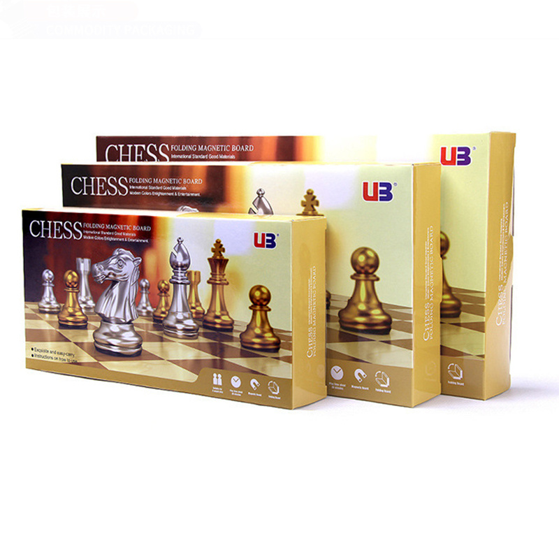 3 SIze Folding Magnetic Travel Chess Set for Kids or Adults Chess Board Game (Gold&Silver Chess Pieces) Travel Games