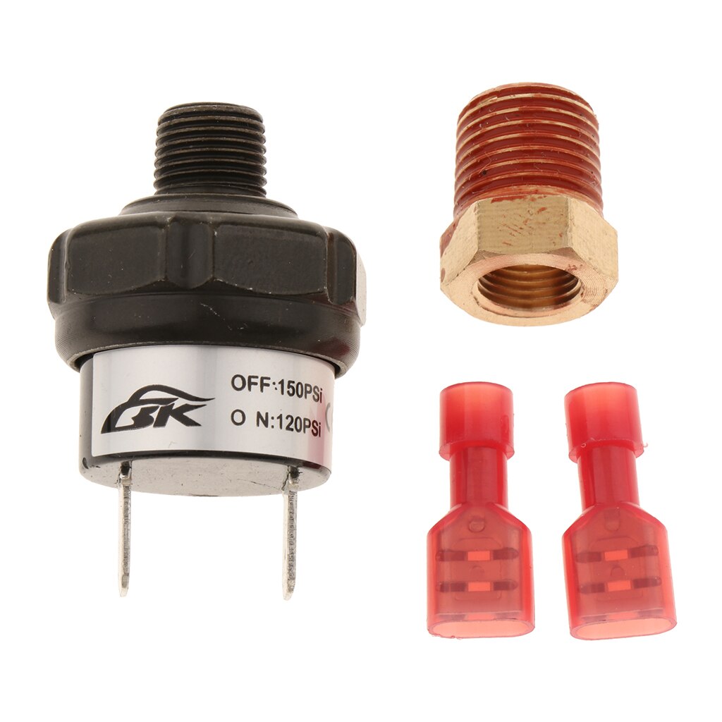 12v trykknapp for trykkluft i metallkompressor 120 psi på og 150 psi av
