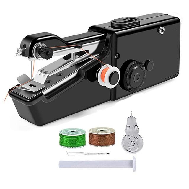 Electric Portable Sewing Machine Handheld Mending Clothes Machine Cordless Stitch Household Tool Fabric Clothing Kids Cloth: A2