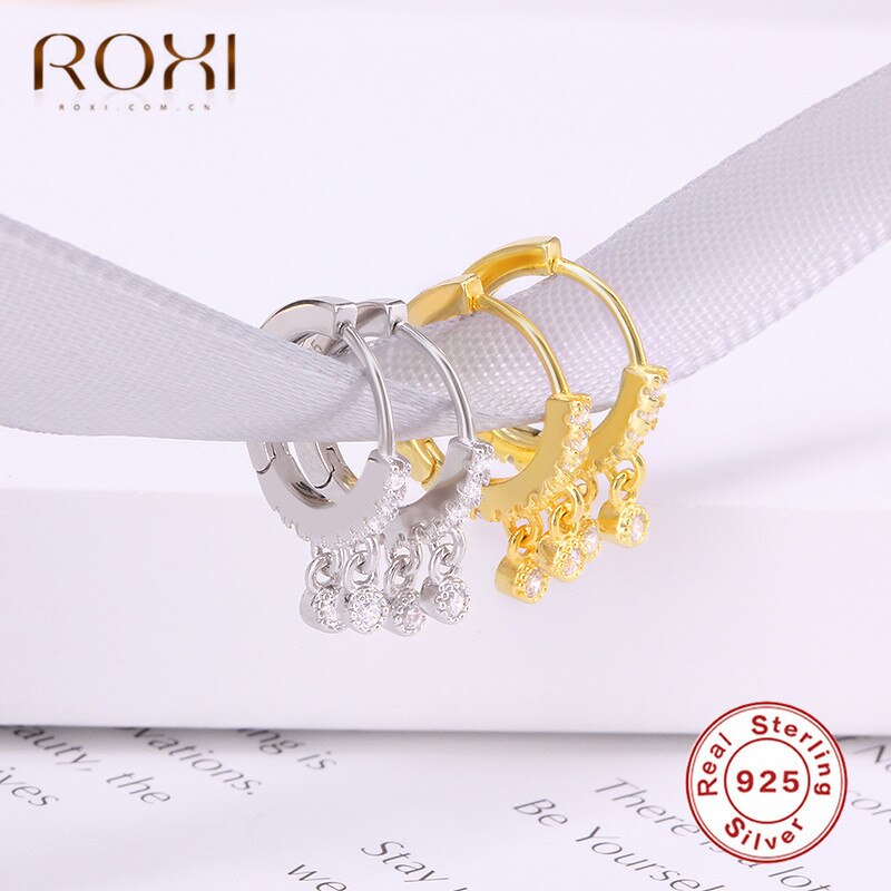 Roxi 925 Sterling Zilver Cz Cirkel Kleine Stud Oorbellen Voor Vrouwen Huggies Sieraden Enkele Rij Zirkoon Ronde Oorbel Bruiloft Sieraden