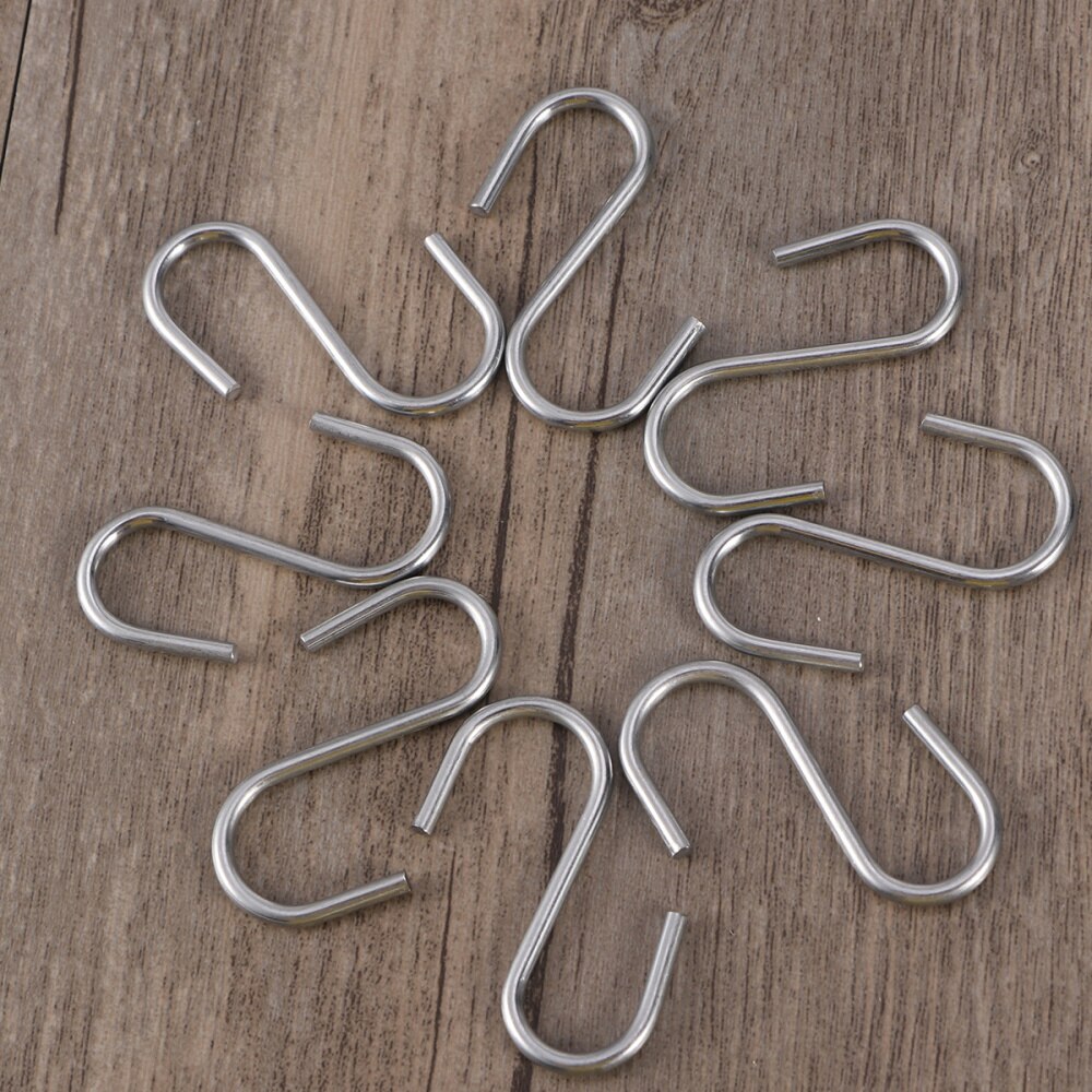 100 Pcs Heavy Duty Stainless Steel Shaped Hooks Kitchen Spoon Pan Pot Utensils Hangers Clasp Over The Door Closet Clothes Rack