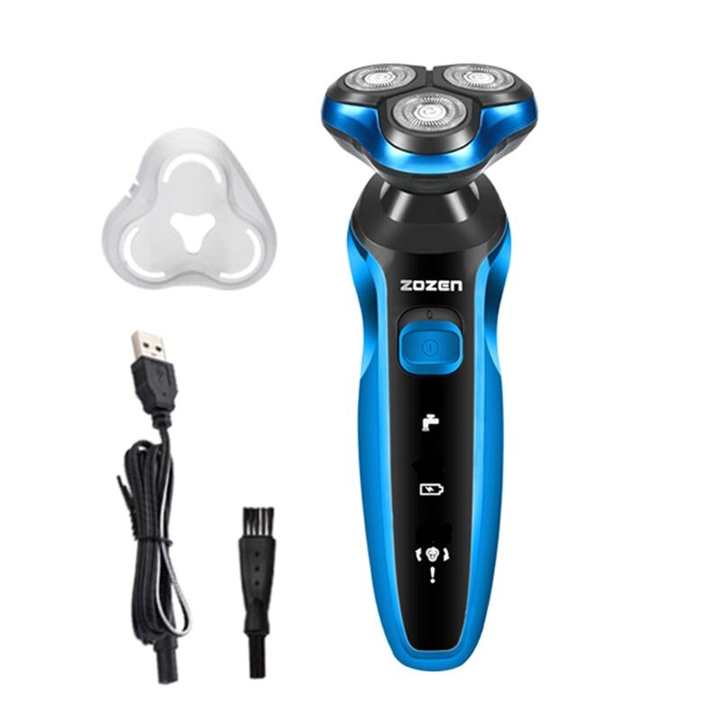 Mænd elektrisk barbermaskine usb genopladelig barbermaskine barbermaskine skægtrimmer vaskbar våd tør vandtæt elektrisk barbermaskine: Blå-a
