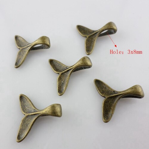 40pcs Tibetan Silver/Bronze Whale Tail Charms Bails Pendants 5x16x16mm Jewelry Findings: Bronze