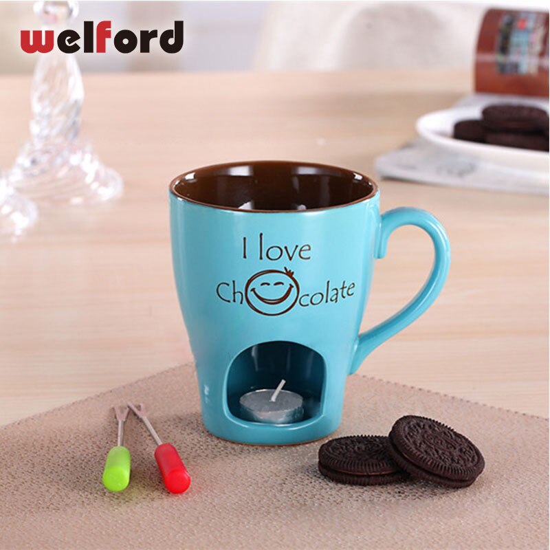 Juego de tazas de cerámica para fondue de chocolate, portavelas de porcelana, recipiente para derretir salsa, calentador de bufé, fuente de queso, fabricante de helados: 07
