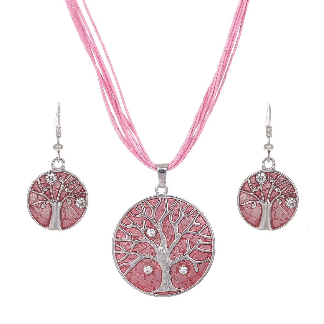 MINHIN nuovo Set di collana a catena in pelle con gemma smaltata per Set di gioielli da sposa per feste Set di gioielli estivi da donna: F910
