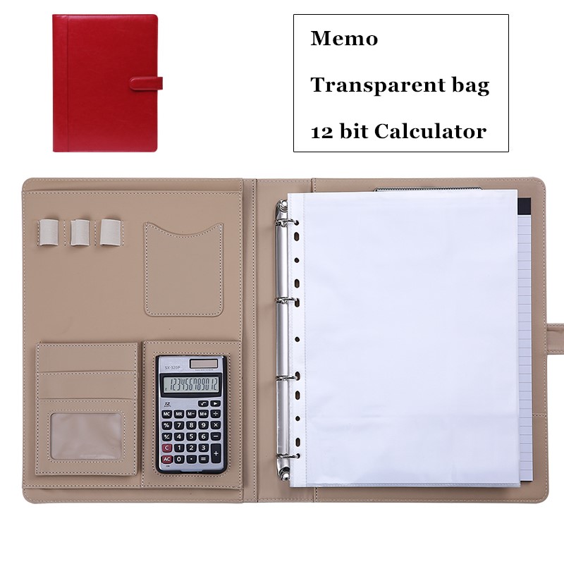 Pochette multifonction pour conférence et fichiers A4, avec pince de gestion, pour bureau, calculatrice, porte-carte, pour gestionnaire: C Red