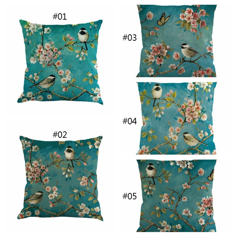Cojines de sofá 45x45 cm, Cojines de pájaros para el hogar, Cojines decorativos de mariposa, Cojines de lino para decoración del hogar, textiles para el hogar