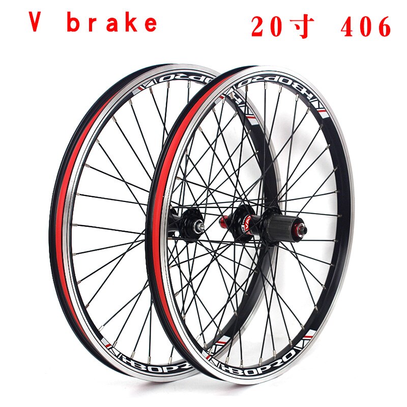 Mountain bike wheel set 20 inch 406 451 V brake disc brake double layer aluminum alloy 2 bearing 7-10 speed 32 hole wheel set