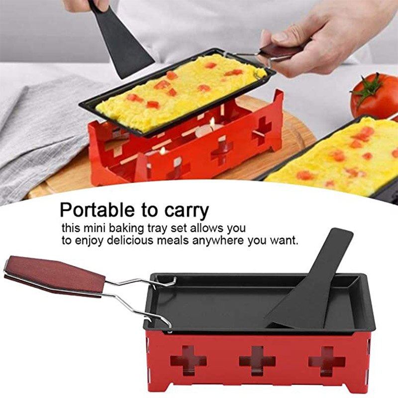 Non-Stick Cheese Oven Set Mini BBQ Cheese Board With Wood Handle Iron Swiss Cheese Melter Pan Kitchen Baking Tools