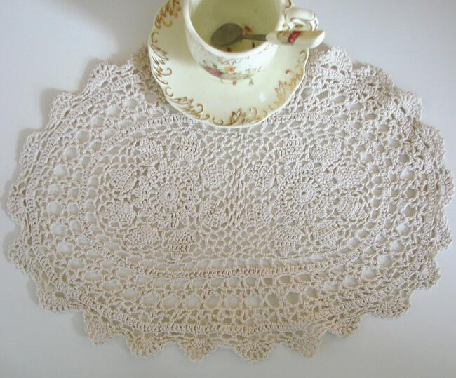 Moderne blonder oval bomuld hæklet dækkeserviet kop krus te kaffe coaster køkken spisebord dækkeserviet dækkeserviet bryllup drink glas pude