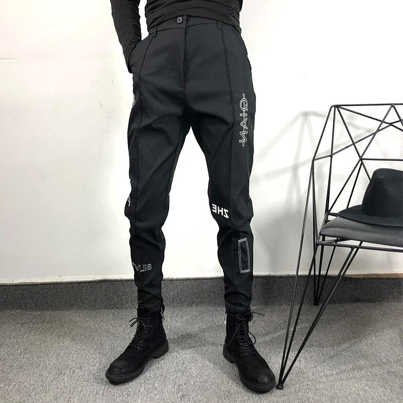 Owen seak mænd afslappede haremsbukser gotiske mænd tøj cargo high street sweatpants sommer mænd læglange bukser løse sorte bukser