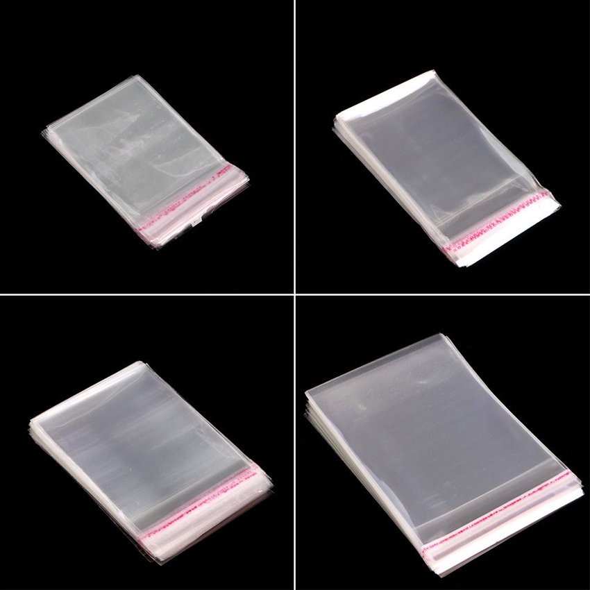 100pcs Plastic Thick Clear Transparent OPP Self Adhesive Seal Bag Resealable Poly Bags Bakery Cookie Cards Making OPP Bag