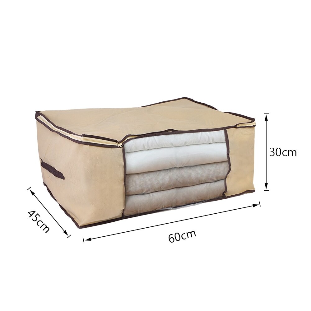 Non-woven Opvouwbare Opbergdoos Draagbare Kleding Organizer Tidy Pouch Koffer Home Opbergdoos Quilt Opslag Container Bag: 60x45x30cm N