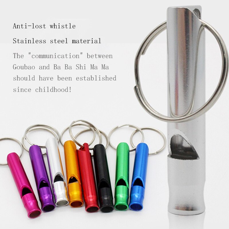 Silbato portátil de aleación de aluminio para entrenamiento de perros y gatos, silbato antiladridos para mascotas, sonido de llamada con llavero