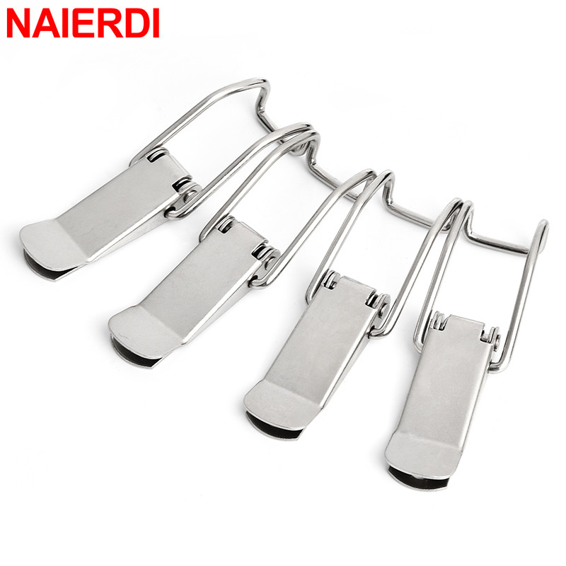 NAIERDI 6PCS Mild Steel Hasp Cabinet Boxes Spring Loaded Latch Catch Toggle Hasp For Sliding Door Window Hardware Tool Box Lock