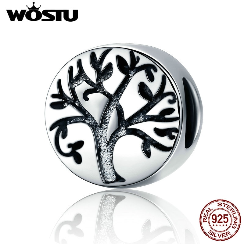WOSTU Moda Novo 100% 925 Sterling Silver Clássico Tree of Life Beads fit original CQC430 WST Charme Pulseiras Finas Jóias
