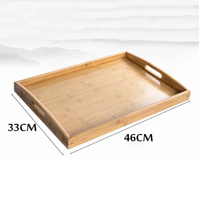 Massivt trä dessert tallrik bambu naturligt hushåll vardagsrum enkel stil te vatten drycker mat bärbar handgjord bricka: 46 x 33cm