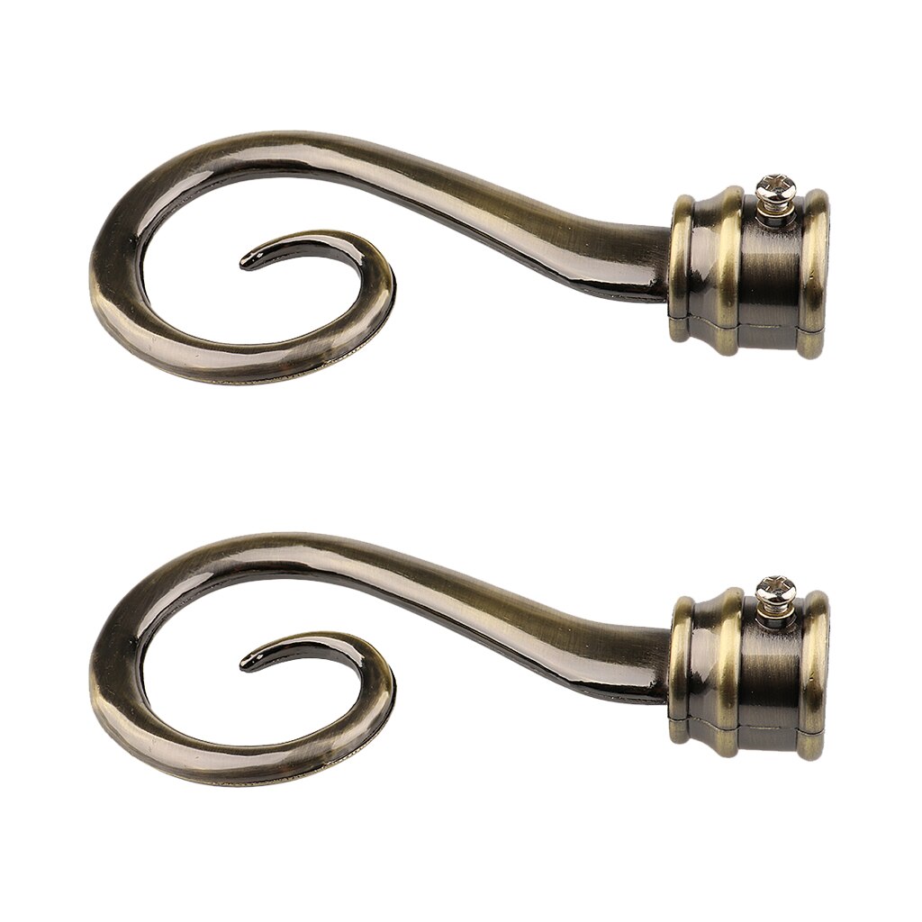2x Assorted Decorative Window Curtain Pole End Drape Rod Finals Head with Inner Dia. 22mm: Bronze2