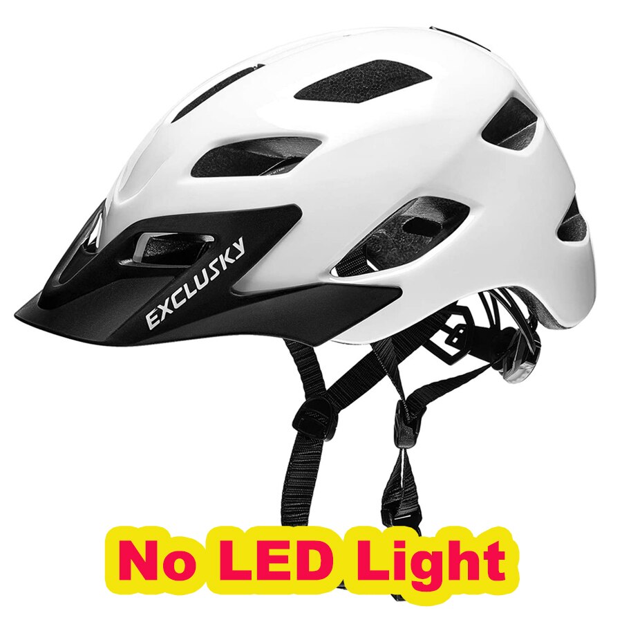 EXCLUSKY-casco de luz LED para bicicleta de montaña para adulto, con carga USB, M/L, 56-61CM: white no led