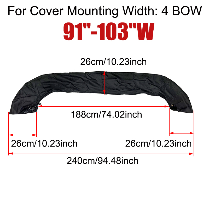 600D 3 BOW / 4BOW Bimini Top Boot Cover No Frame Boat Cover Waterproof Anti UV Boat Cover Dustproof Boat Accessories Black: Burgundy