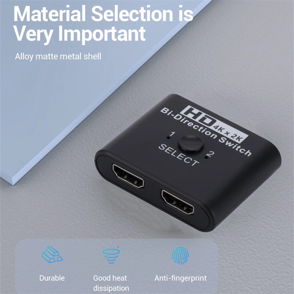 Bi-Direction Switch 8K 60Hz HDMI Splitter 1x2 HDMI Switch 1 in 2 out Video Distributor Splitter HD 1080P Dual Display for Laptop