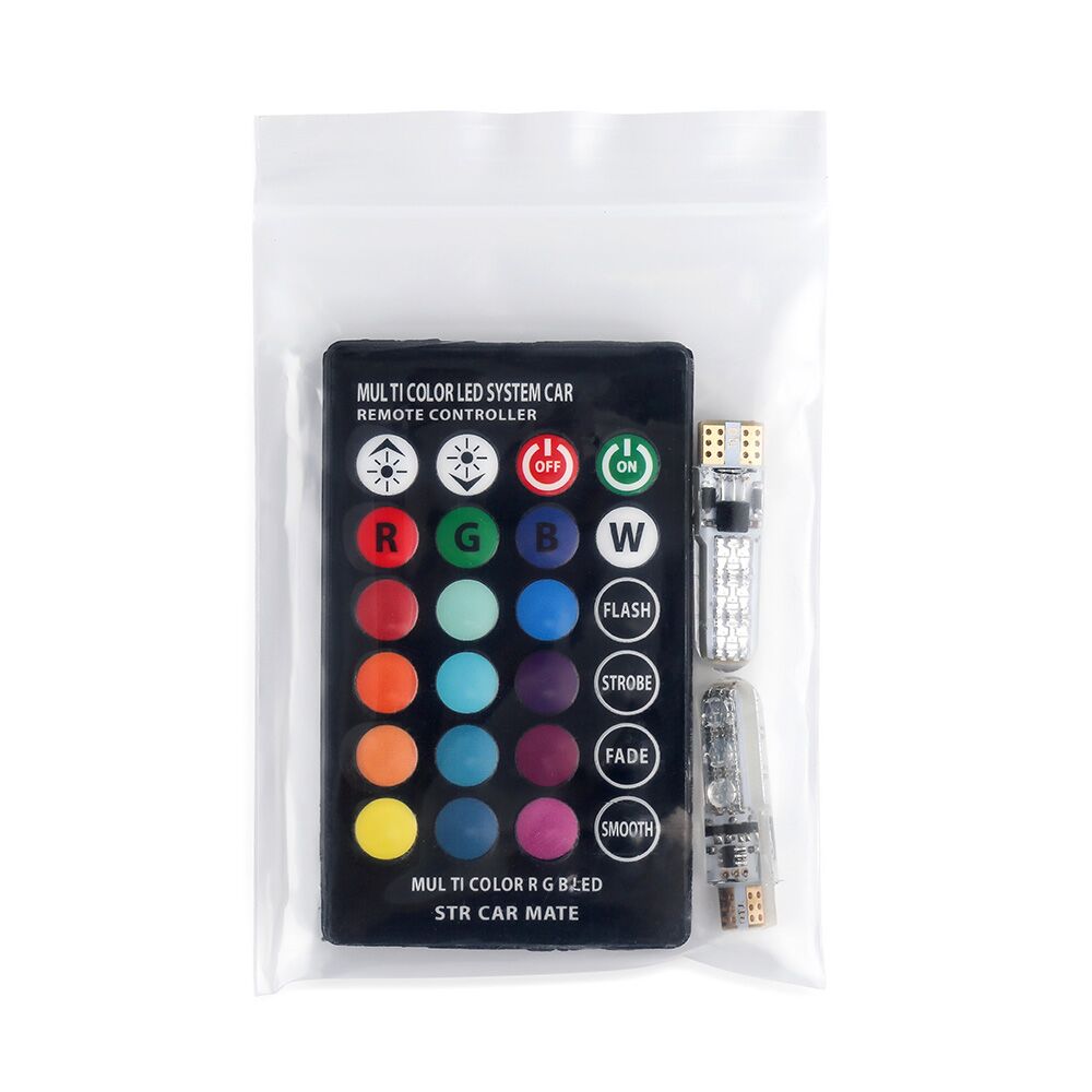 2PCS Auto RGB LED 12V T10 LED RGB 5050 6SMD Fernbedienung Lesen Universal Keil Licht Signal Lampe auto zubehör auto licht