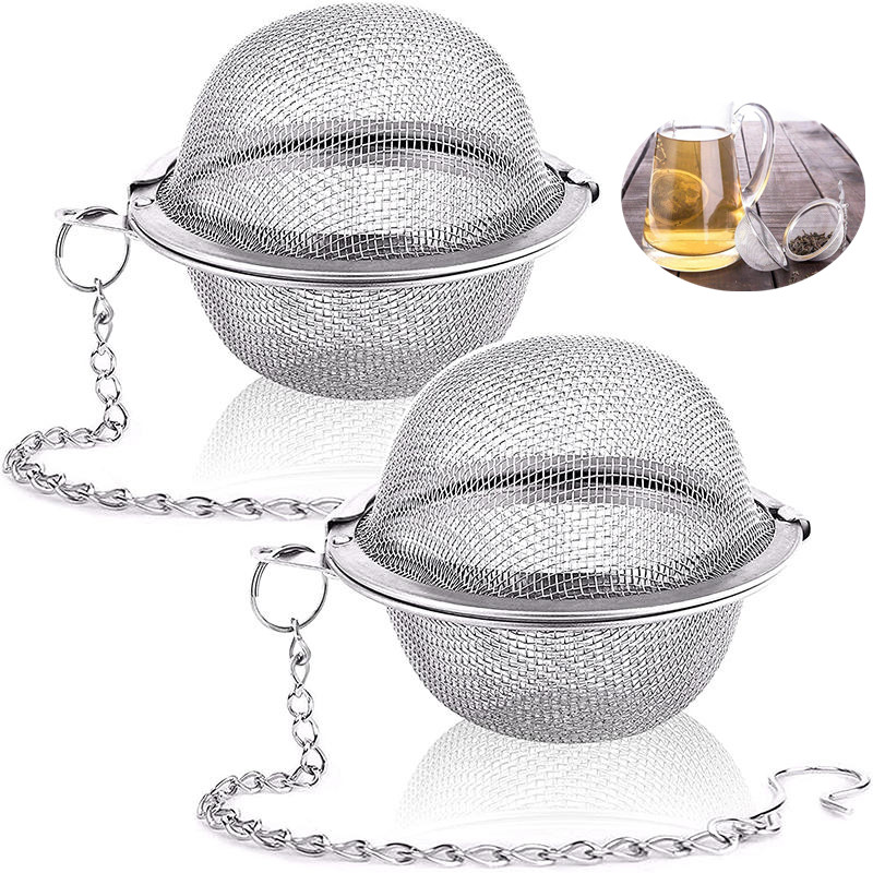 2pc Tea Infuser Extra Fine Mesh Tea Strainers For Loose Tea Stainless Steel Tea Strainer With Extended Chain Hook Spice Kitchen