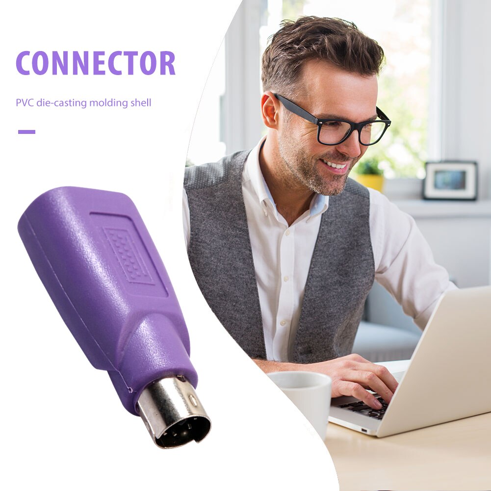 2/5Pcs PS2 Male Naar Usb Vrouwelijke Adapter Adapter Computer Muis Toetsenbord Aansluiten Converter Paars Gadgets Computer Accessoires