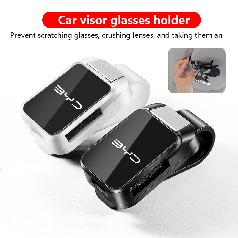 Samochodowy klips do przechowywania okularów, uchwyt na okulary przeciwsłoneczne na osłonę przeciwsłoneczną do BYD Atto 3 Dolphin Seal Tang Song Yuan Han LOGO, samochodowy uchwyt na okulary