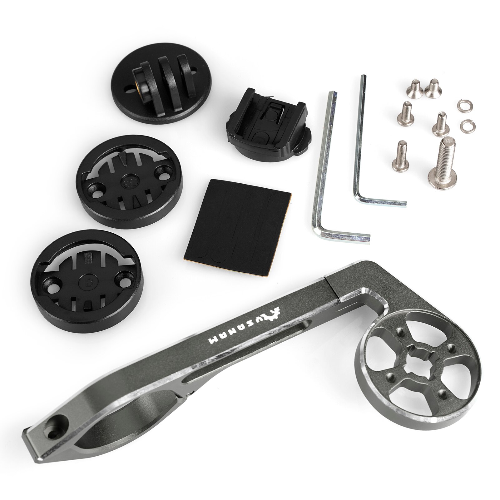 Fiets Computer Camera Mount Houder Fiets Sport Camera Front Mount Fietsstuur Mount Handle Bar Voor Garmin Bryton Cateye: Silver