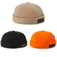 Vintage hip hop mænd kvinder hat vasket bomuld retro kraniet cap justerbar brimless hat udlejer åndbar beanie hat