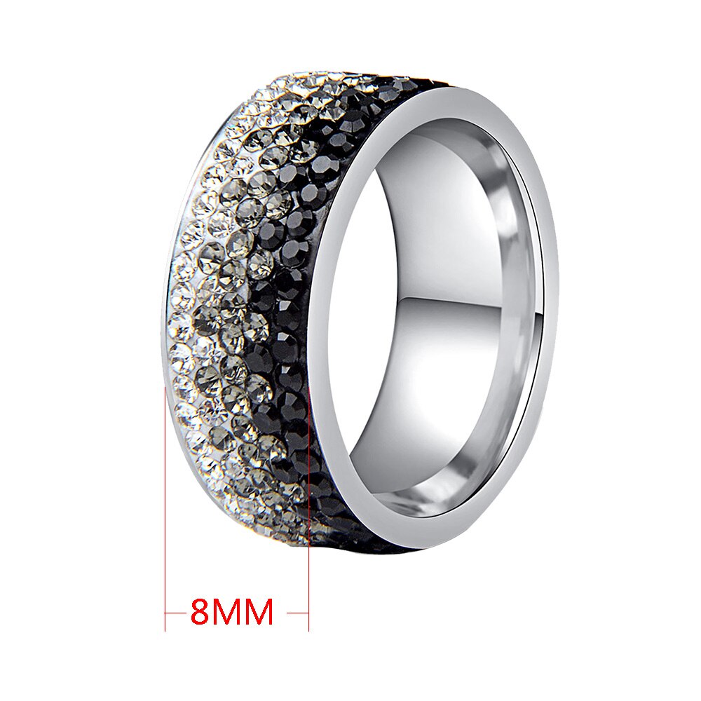 Chanfar 6 7 8 9 10 størrelser aaa krystall ring kjærlighet sjarm rustfritt stål ringer for kvinner kvinnelige mannlige smykker
