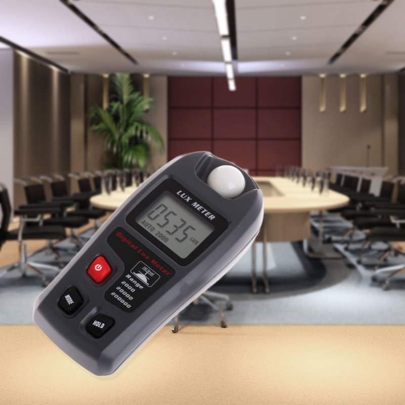 Digital luxmeter 0.1 ~ 200000 lux lysmåler sensor stort lcd display fotometer 875f