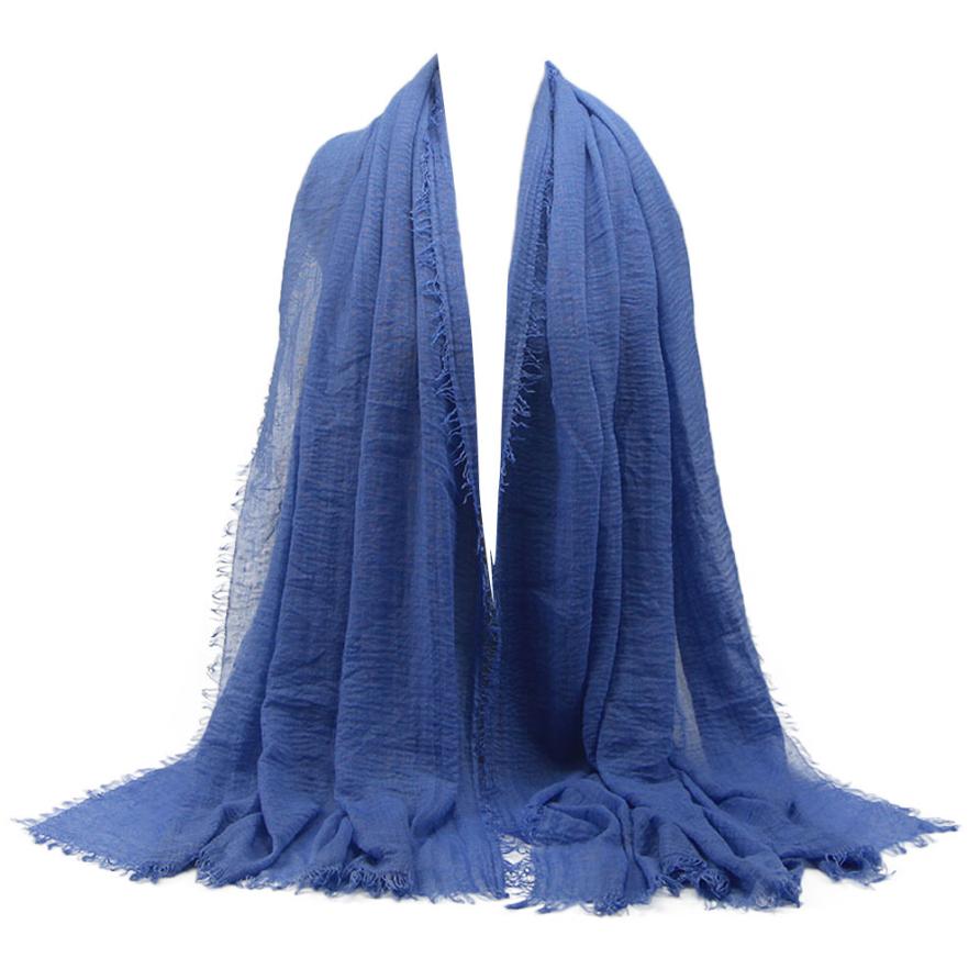 Premium Viscose Maxi Crinkle Cloud Hijab Scarf Shawl Soft Islam Muslim Women Lady Sales #J05: Blue