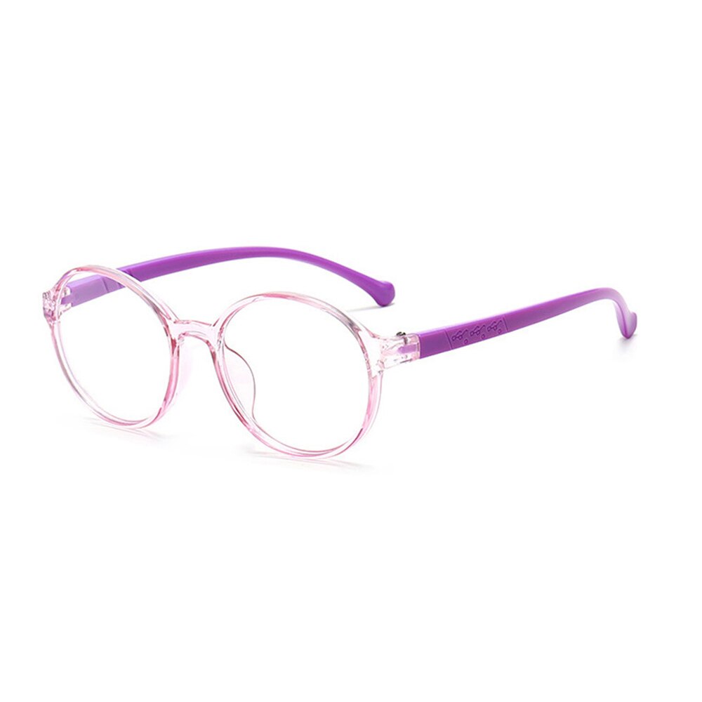 Round Anti Blue Light Kids Glasses Children Optical Frame Boy Girl Computer Transparent Eyeglasses UV400: TR purple purple