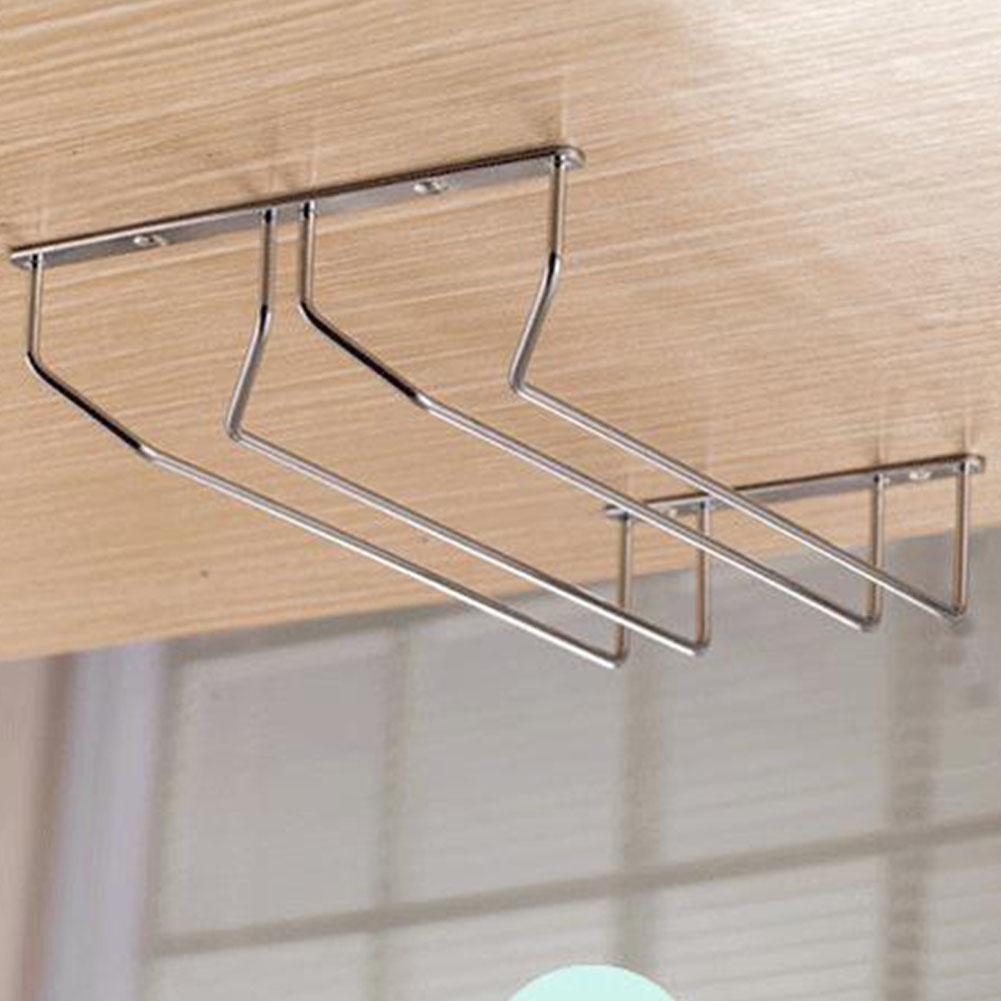 1 Pcs 1-5 Rows Stainless Steel Wall Mount Stemware Wine Glass Hanging Rack Holder Shelf: 2 Row with screws