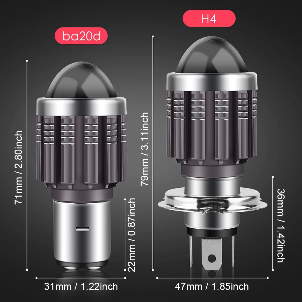 1pcs 12V H4/HS1 H6/BA20D 15W LED 6 COB Motorcycle Headlight Bulb 1200LM 6000K Hi/Lo Beam Light White Yellow Light