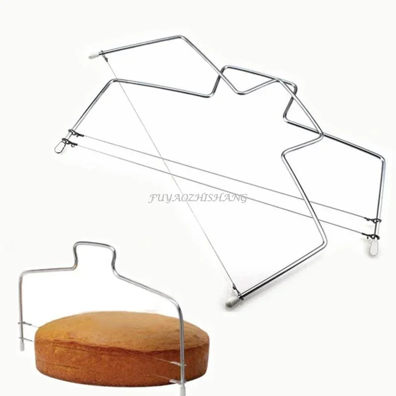 Double Line Cake Cut Slicer Adjustable Stainless Steel Wire Cake Slicer Bread Divider Kitchen Accessories Cake Baking Tools