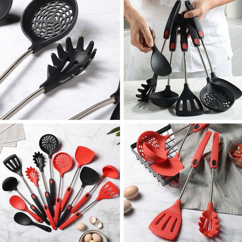 Silicone Utensil-Set Turner Spatula Cooking-Spoon Soup Pastry Tools 11-in-1 Kit Versatile Kitchen Spatula