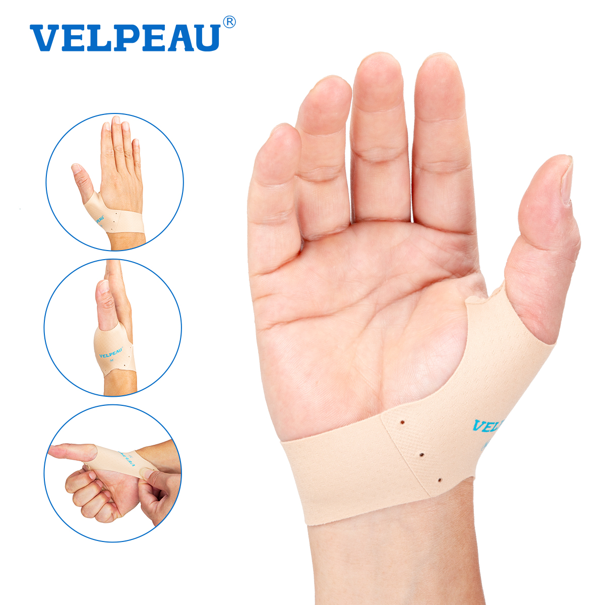 VELPEAU – attelle de soutien élastique pour le pouce, pour la douleur de la ténosynovite et l'isoler la peau, doublure respirante et s'adapte aux deux mains