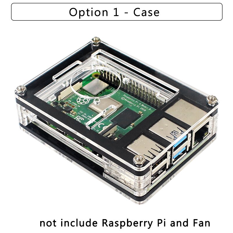 9 warstwa Malina Liczba Pi 4 akrylowa skrzynka przezroczysta powłoka wsparcie wentylator dla Malina Liczba Pi 4 Model B: Option 1