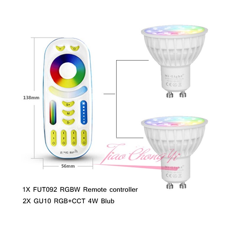 Mi Light – ampoule Led 4W GU10 RGB CCT(2700-6500K), décoration d&#39;intérieur, avec télécommande RF 2.4G