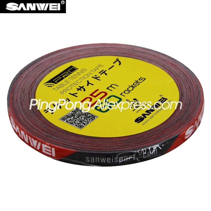 1Cm * 25M Sanwei Tafeltennis Racket Rand Tape Side Protector Originele Doel Nationale Ping Pong Bat Beschermende tape Accessoires: Red